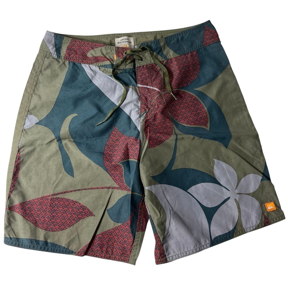 QUIKSILVER Waterman Board Shorts Unlined Swimming Trunk Men's Size 32 Tropical